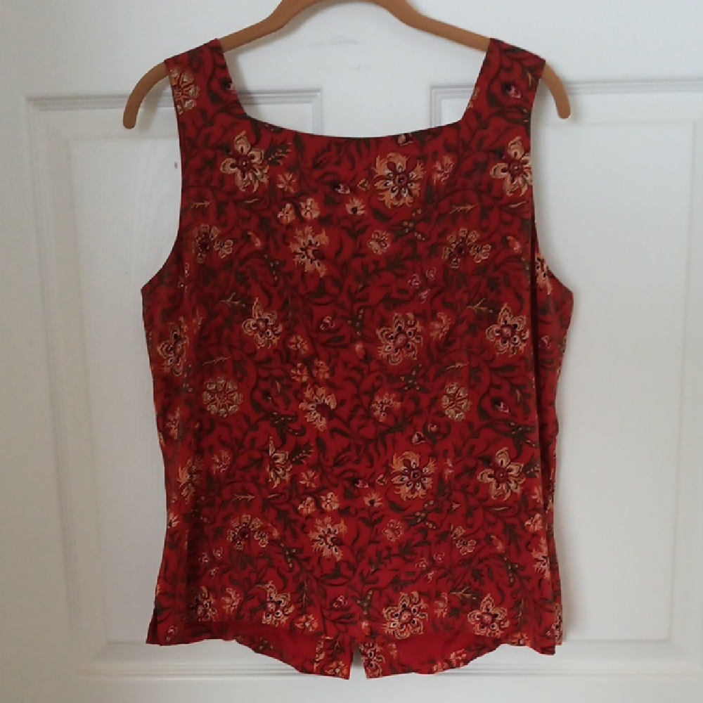 Floral Red Sleeveless Top